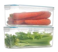 Komax Biokips Fridge Storage Containers with Dripping Tray (118 oz) | 2-Pack Vegetable and Fruit Storage Containers for Refrigerator | Fridge Containers with Airtight Lids for Meat, Cheese and Fish