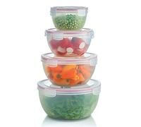 Komax Biokips Mixing Bowls with Lids Set - Multi-Use, Stackable Airtight Food Storage Containers - BPA-Free Salad Bowls with Lids - Microwave & Dishwasher Safe Meal Prep Container Set of 4