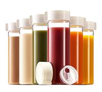 Komax Reusable Juice Bottles, Set of 6 - 18.5 oz | Premium BPA-Free Plastic, Shatterproof, Leakproof, Freezer & Dishwasher Safe | Wide Mouth Juice & Smoothie Containers