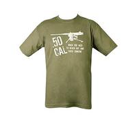 Kombat Mens Military Printed Army Combat Hunting Club 50 Cal Cal. Caliber Vietnam Camo T-Shirt Green (Small = Chest 86-91cm or 34-36 inch)