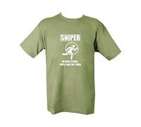 Kombat Mens Military Printed Army Combat Sniper No Need to Run T-Shirt Green - X-Large