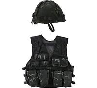 Kombat UK Kids Assault Vest Plus Helmet Set - BTP Black, One Size