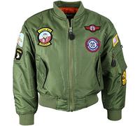 Kombat UK Kids MA1 Flight Jacket - Olive Green, Size 12-13