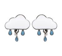 KOMBIUDA 1 Pair Cloud Raindrops Shape Ear Clips Cute White Cloud and Raindrop Design Non Piercing Ear Accessories for Women and Fashion Eardrop Pendant All Match Style