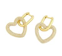 KOMBIUDA 1 Pair Dangle Heart Earrings for Women Copper Love Pendant Design Fashion Statement Jewelry for Festivals and Parties for Everyday Wear