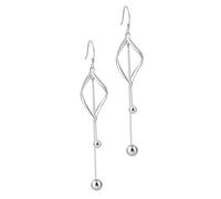 KOMBIUDA 1 Pair Simple Silver Long Drop Earrings for Women Elegant Diamond Shape Pendant Ear Decor for Weddings Anniversaries and Everyday Wear