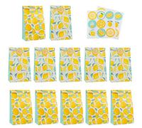 KOMBIUDA 1 Set Lemon Hawaiian Themed Party Candy Paper present Pouches with Stickers for Birthdays and Celebrations Lightweight Packing