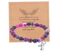 KOMBIUDA 1 Set Memorial Loss Bracelet Set with Card Elegant Stone Beaded Jewelry for Grieving Loved Ones Comforting for Bereavement Remembrance of Deceased Family Members
