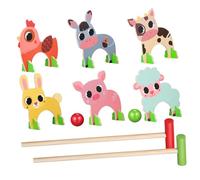 KOMBIUDA 1 Set Wooden Animal Croquet Set Educational for Interactive Preschool Games Durable Natural Solid Wickets Promotes Athletic Skills present