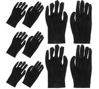 KOMBIUDA 10 Pairs Black Breathable Polyester Gloves for Men Flexible Three-rib Design Protective Multipurpose Gloves for Jewelry Watch Antique Handling Etiquette