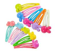KOMBIUDA 10 Pcs Cute Rabbit Snap Hair Clips for Girls Kawaii Candy Color Flower Hair Accessories No Crease Makeup Clips for Toddlers for Everyday Use