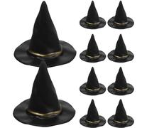 KOMBIUDA 10 Pieces Miniature Witch Hats for Dollhouse Halloween Decoration and Craft Accessories for DIY Projects and Photo Props Magical Small Hats for Friendship Gifts