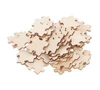 KOMBIUDA 100pcs Blank Unfinished Wood Puzzle Pieces for DIY Color Your Own Puzzle Craft Interconnectable Jigsaw Blanks for Painting Staining and Creative Art Activities