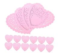 KOMBIUDA 100pcs Heart Shaped Paper Doilies for Valentine Decor Elegant Lace Design Paper Placemats for Weddings and Parties Table Decorations for Cakes and Desserts