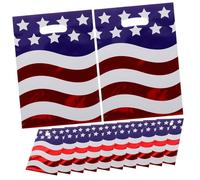 KOMBIUDA 100pcs Patriotic Fourth of July Goodie Bags with Veteran Tribute Design Lightweight Red White Blue Candy Treat Bags for Independence Day Holiday Parties Veteran Reunions and