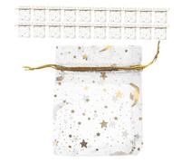 KOMBIUDA 100pcs Star Moon Organza Drawstring Bags for Wedding Party Decorations
