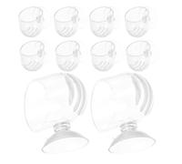 KOMBIUDA 10pcs Acrylic Aquarium Feeder Cups with Suction for Fish and Shrimp Transparent Red Worm Holder and Water Plant Pot Space-saving Design for Clear Fish Tank Ecosystem
