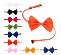 KOMBIUDA 10pcs Adjustable Pet Collars with Bow Ties for Dogs and Kittens, Party Bow Tie Set Including Gold, Black, White, Blue, Red, Pink, Green, Orange - Basic Collars for Small to Medium