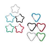 KOMBIUDA 10pcs Aluminum Carabiner Clips Star Heart Shaped Keychain Snap Hooks Metal Clips for Keys Phone Chains DIY Craft Backpack Purse Accessories
