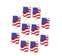 KOMBIUDA 10pcs American Flag Candy Bags Patriotic Paper Shopping Bags Usa Independence Day Reusable