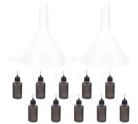 KOMBIUDA 10pcs Black Needle Tip Glue Bottles with Funnel for DIY Crafts Precise Squeeze Applicator for Glue Oil and Liquid Dispensing Reusable Needle Bottle