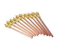KOMBIUDA 10pcs Brass Refrigeration Access Valve Monodirectional Copper Tube Service Repair Kit for Air Conditioner Refrigerant System with Valve Core and Cap and Easy to Install