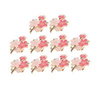 KOMBIUDA 10pcs Cherry Blossom Enamel Brooch Pins for Women Kawaii Aesthetic Flower Lapel Pins with Metal and Vibrant Color Lightweight Accessories for Spring Clothes Bags DIY Crafts
