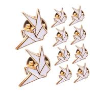KOMBIUDA 10pcs Creative Brooch Origami Crane Clothing Brooch Cartoon Badge Pins Animal Lapel Pin Origami Crane Cute Vintage for Women Breastpin for Clothing Zinc Alloy White