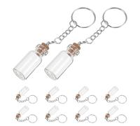 KOMBIUDA 10pcs Mini Glass Bottles with Cork Stoppers Tiny Wishing Bottles Keychain for Wedding Favors Party Favor Easy to Carry and Versatile Usage