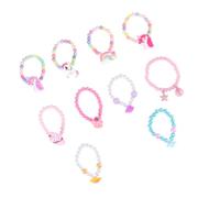KOMBIUDA 10Pcs Mixed Color Bead String Bracelets for Unicorn Rainbow Ice Cream Pendants Non-toxic Cartoon Wrist Chains for Boys