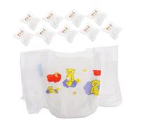 KOMBIUDA 10pcs Reusable Mini Doll Diapers Baby Accessories in White Non-woven Fabric with Realistic Lifelike Design, Good Fit for Dolls, for On-the-go Play and Role Playing by Children