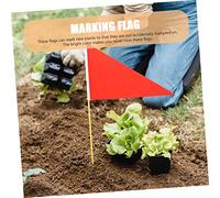 KOMBIUDA 10pcs Triangular Marking Flags with Bamboo Poles for Lawn Garden Irrigation Material Weather Resistant Marker Flags for Sprinkler System Identification and Landscape Surveying