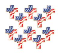KOMBIUDA 10pcs Usa Flag Brooch Vintage National Flag Pin Fashionable Versatile Patriotic Badge for Casual Formal Wear Lightweight Meaningful Souvenir