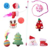 KOMBIUDA 11pcs Christmas Cat Set Squeaker Interactive Multifunctional Cat Teaser Stick for Indoor Festive Stick Gift for Holiday Play