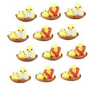 KOMBIUDA 12 Pcs Lifelike Yellow Mini Chick Playthings for Easter Party Decorations Realistic Simulation Chicks for DIY Micro Landscapes and Festive Home Adornments