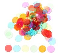 KOMBIUDA 120pcs Transparent Bingo Chips Multi Colored Markers for Bingo Game Cards Includes Blue Yellow Green Purple and Orange for Counting and Learning Games