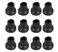 KOMBIUDA 12pcs Black Rubber Cane Replacement Tips Non-Slip Walking Stick End Caps Heavy Duty Crutch Feet for Elderly Stability and Fall Prevention