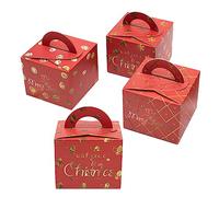KOMBIUDA 12Pcs Christmas Candy Boxes with Exclusive Patterns Sturdy Paper Containers for Party Favors Cookies Apples and Treats Themed Celebrations and Boy Girl Events Red Design