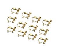 KOMBIUDA 12pcs Earring Components for Non-pierced Ears Open Flat Top with Hole Lightweight Golden Jewelry Findings for Women DIY Accessories