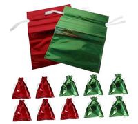 KOMBIUDA 12PCS Holographic Drawstring Gift Bags Glitter Party Wrapping Pouches Foil Small Goodie Bags for Christmas Holiday Birthday Presents Packaging