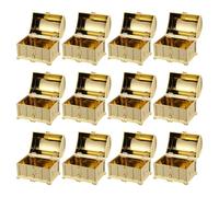 KOMBIUDA 12PCS Mini Pirate Treasure Chests Gold Finish Vintage Candy Boxes for Wedding Birthday Holiday Party Favors Prize Storage Decorative Pirate Party Supplies