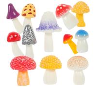 KOMBIUDA 12pcs Miniature Resin Jungle Mushroom Ornaments for Fairy Garden Micro Landscape Smooth Finish Mushrooms for Patio Lawn Decor and Photography Props