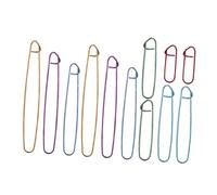 KOMBIUDA 12pcs Mixed Color Aluminum Safety Pins Set Slip Yarn Cable Holders for Sweaters Socks Knitting Weaving Bent Hooks Embroidery Sewing Tools