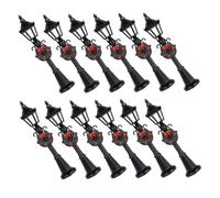 KOMBIUDA 12pcs Scale Miniature Post Lights Black Metal Finish Dollhouse Street Lamps Micro Landscape Accessories for DIY Christmas Village Outdoor Pathway