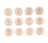 KOMBIUDA 12pcs Wooden Milestone Cards Set Birthday Commemorative Growth Cards for Photography Prop Born Announcement Ideas