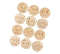 KOMBIUDA 12pcs Wooden Monthly Discs Round Cards for Newborn Photography Double-Sided Growth Markers Safe and Sturdy for Every Month