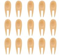 KOMBIUDA 15 Pcs Green Bamboo Fork Golf Divot Fixer Marker Tool Golfing Divot Tool Guitar Clock Fork Wood Fixer Ball Marker Repair Organizer for Exercise Gifts Devices Fittings