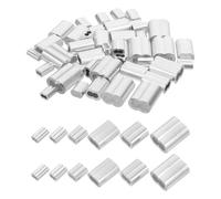 KOMBIUDA 150pcs Aluminum Double Barrel Crimp Sleeves Set for Wire Rope and Cable Ends, Metal Wire Rope Aluminum Sleeves 1.2-4mm for Electrical Connectors and Outdoor Use