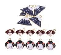 KOMBIUDA 15pcs Japanese DIY Alloy Charms Set with Fan and Mount Fuji Pendants for Bracelet Pendant Jewelry Making Artistic Crafting Kit for Anklets Necklaces Earrings Cultural Elegance