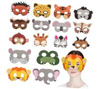 KOMBIUDA 16pc Animal Set Paper Party Masks for Boys and Girls Men's Halloween Costumes Decorative Masks for Adults Easy to Assemble Party Favors